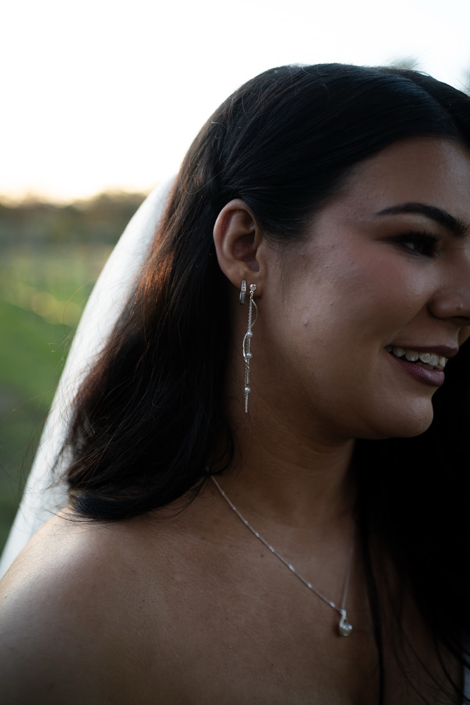 Bride in profile at golden hour